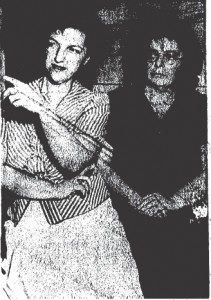 Mrs. Jewell Lorange, left, and Miss Germaine Le Gault presented possible clue to slaying of Mrs. Louise Springer in reporting "three men in black car."