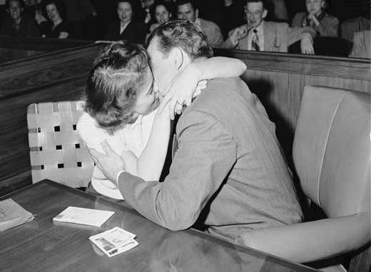 Barbara and Robert in court. [Photo courtesy of USC Digital Collection]