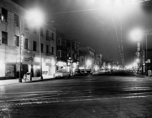 The "Nickel" (Fifth Street) at night. [Photo courtesy of LAPl]