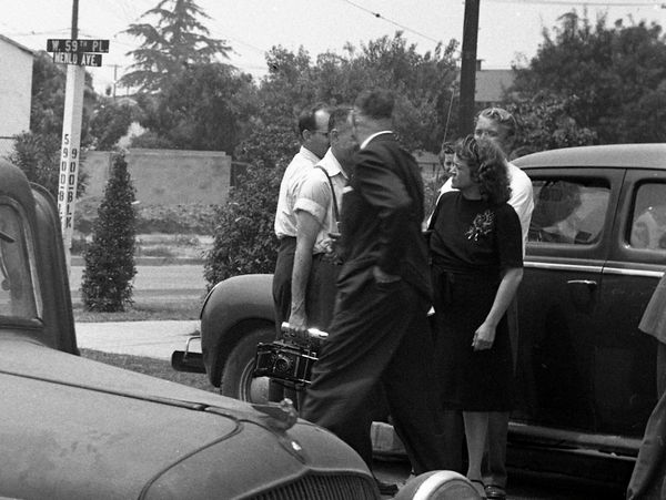 Aggie at a crime scene in 1946.