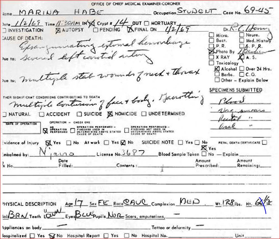 sharon tate autopsy report